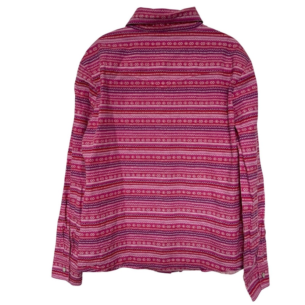 Panhandle Western Pink Purple Aztec Pearl Snap Long Sleeve Shirt Girls Medium - Picture 4 of 12